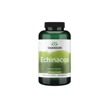 Swanson Echinacea 400 mg 100 Capsules—herbal supplement traditionally used to support immune health.